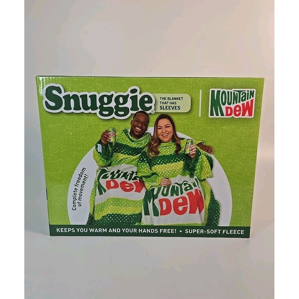 Mountain Dew Snuggie Super-Soft Fleece Blanket With Sleeves 71" x 54"